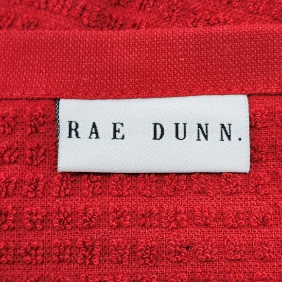 3 Rae Dunn Christmas Red Kitchen Towel Embroidered Peace Joy Believe 100% Cotton - Picture 8 of 9